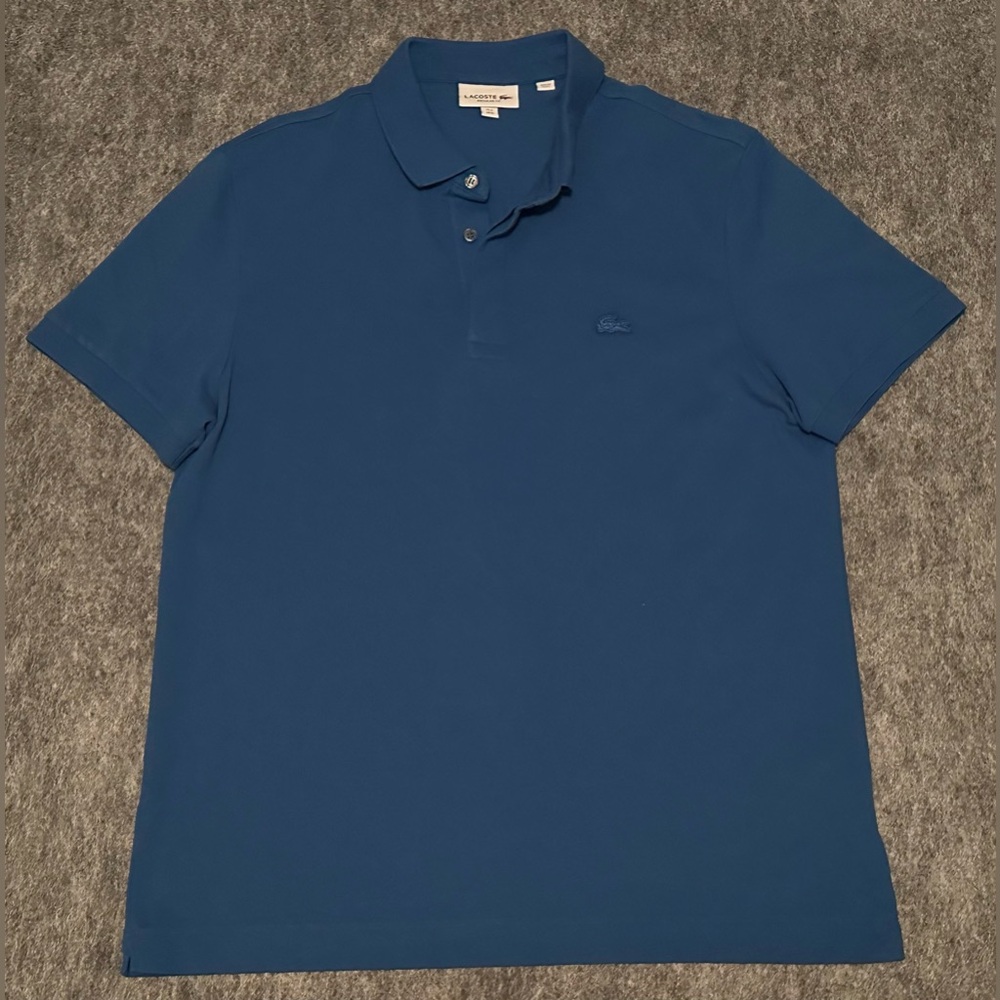 Men’s Lacoste Solid Royal Blue Classic Logo Stretch Pique Polo Shirt- XL / FR 6